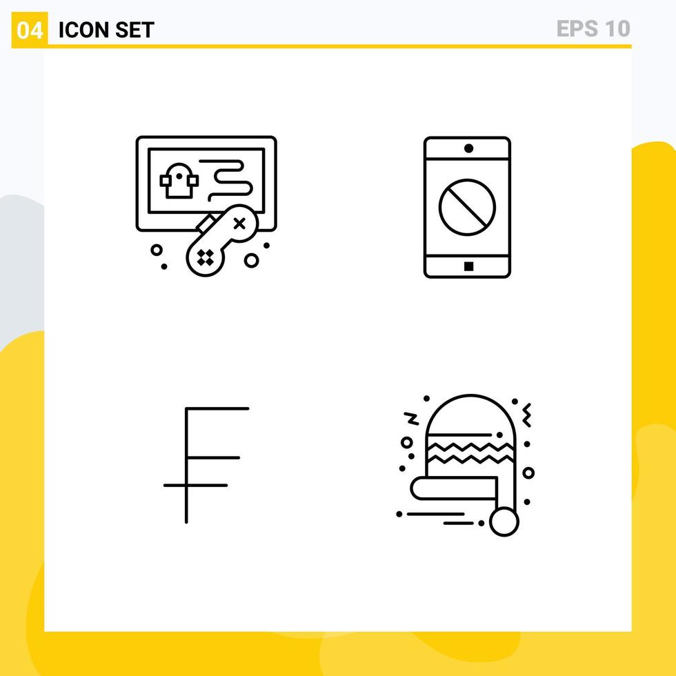 4 Universal Filledline Flat Colors Set for Web and Mobile Applications hobbies dollar disabled application swiss france santa Editable Vector Design Elements