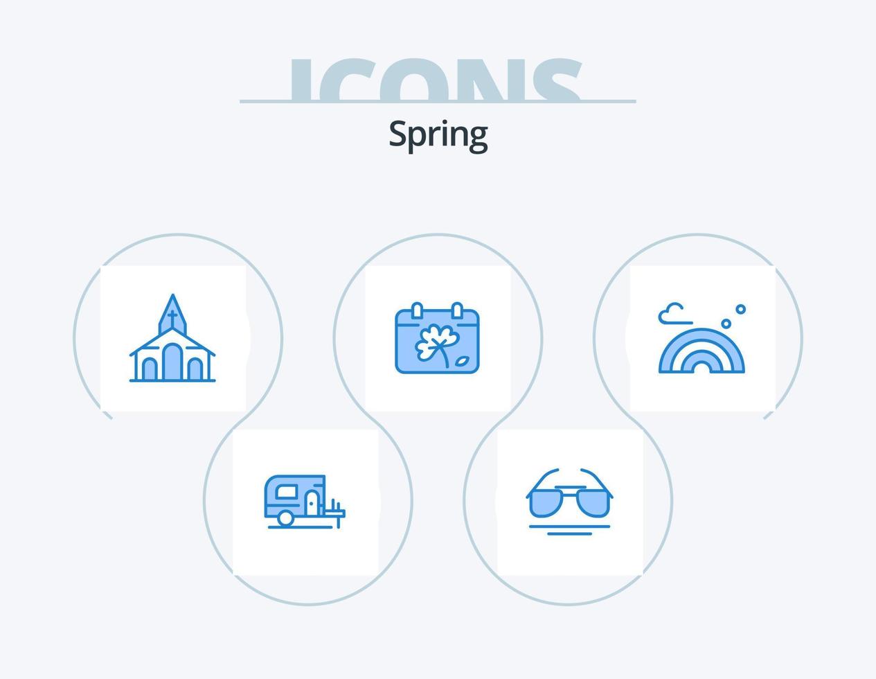 Spring Blue Icon Pack 5 Icon Design. spring. nature. christmas. spring. flower vector