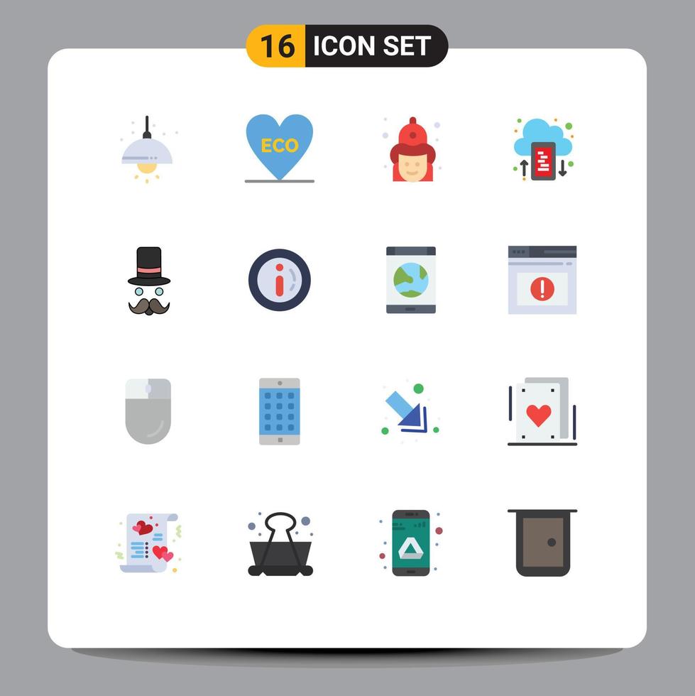 16 Creative Icons Modern Signs and Symbols of moustache mobile fight drive hat Editable Pack of Creative Vector Design Elements
