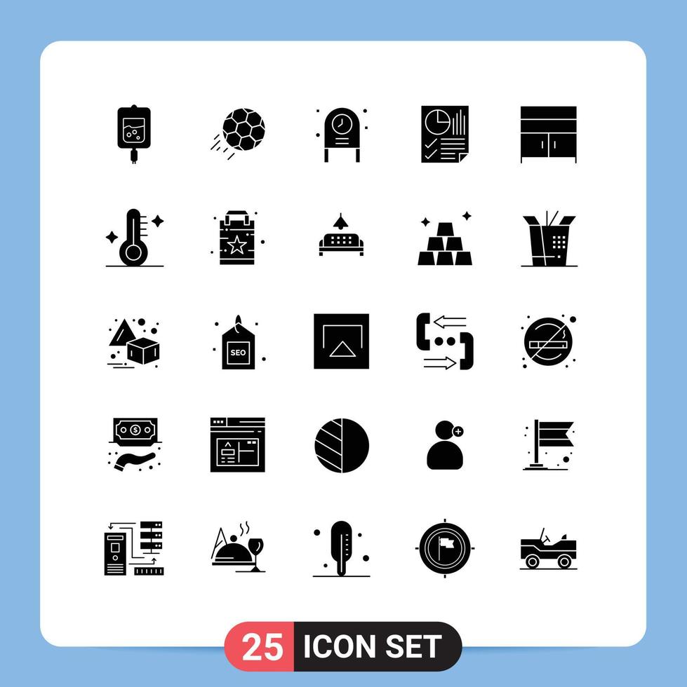 Set of 25 Modern UI Icons Symbols Signs for report document sport data party Editable Vector Design Elements
