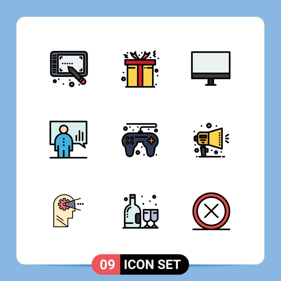 Universal Icon Symbols Group of 9 Modern Filledline Flat Colors of game presentation gadget man board Editable Vector Design Elements