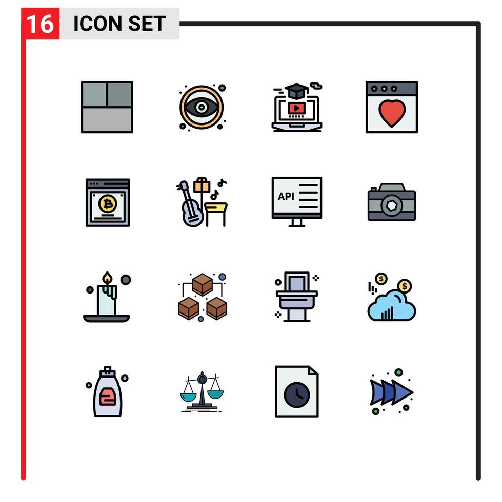 grupo de dieciséis moderno plano color lleno líneas conjunto para división pruebas comparando vídeo pruebas favorito editable creativo vector diseño elementos