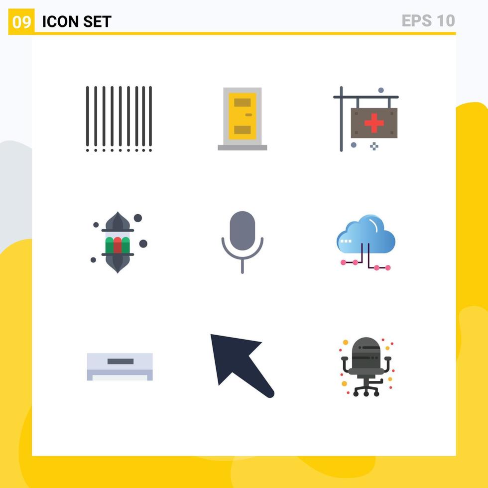 Stock Vector Icon Pack of 9 Line Signs and Symbols for basic mic health festival ramadan Editable Vector Design Elements