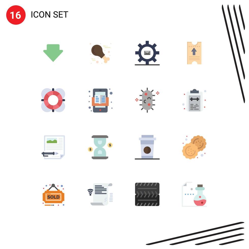 usuario interfaz paquete de dieciséis básico plano colores de ayuda flecha engranaje hotel boleto editable paquete de creativo vector diseño elementos