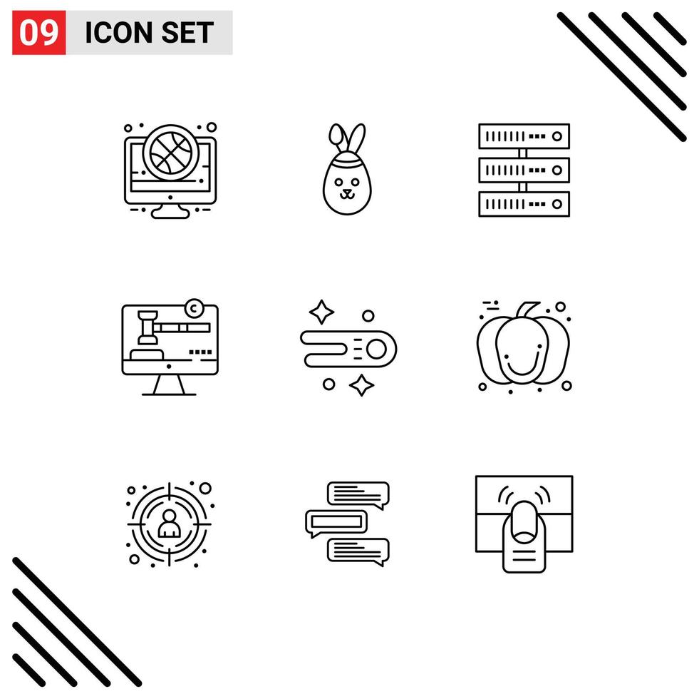 9 Thematic Vector Outlines and Editable Symbols of comet law computing digital copy right Editable Vector Design Elements