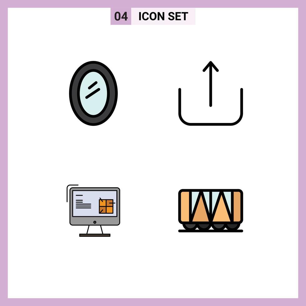 Editable Vector Line Pack of 4 Simple Filledline Flat Colors of appliances construction household ui lcd Editable Vector Design Elements