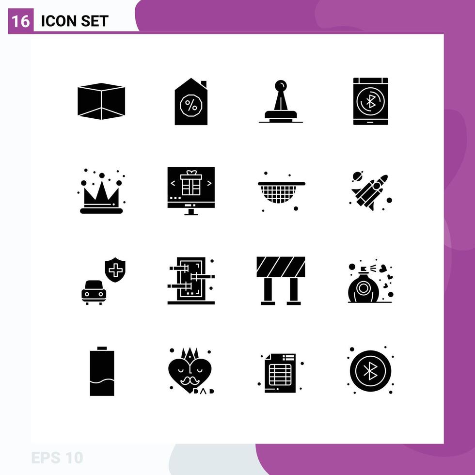 16 Solid Glyph concept for Websites Mobile and Apps empire smartphone legal data bluetooth Editable Vector Design Elements