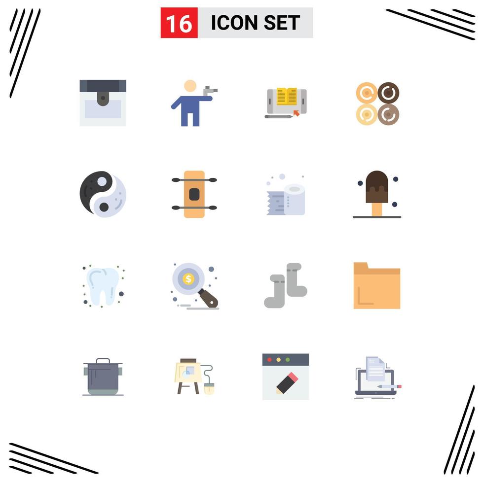 16 Universal Flat Colors Set for Web and Mobile Applications polarity food application eat tranfer Editable Pack of Creative Vector Design Elements