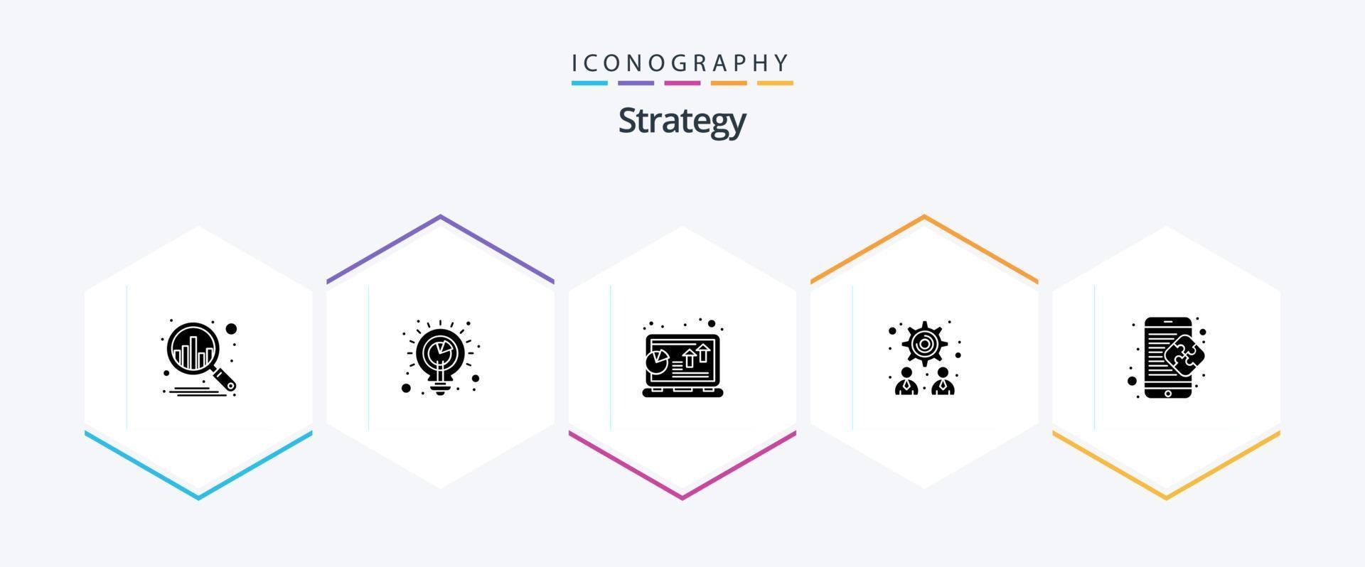 estrategia 25 glifo icono paquete incluso negocio. creativo. cuadro. trabajo en equipo. administración vector