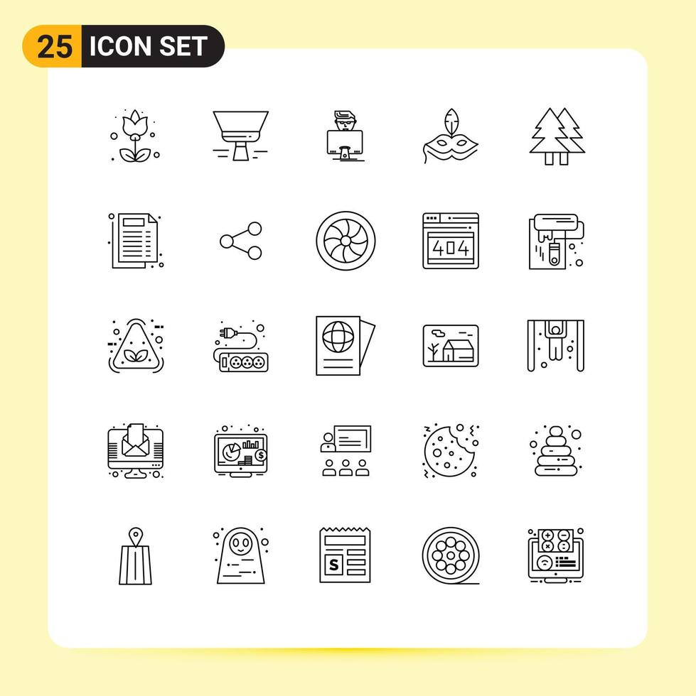 25 Creative Icons Modern Signs and Symbols of eco mardigras hacker venetian mask Editable Vector Design Elements