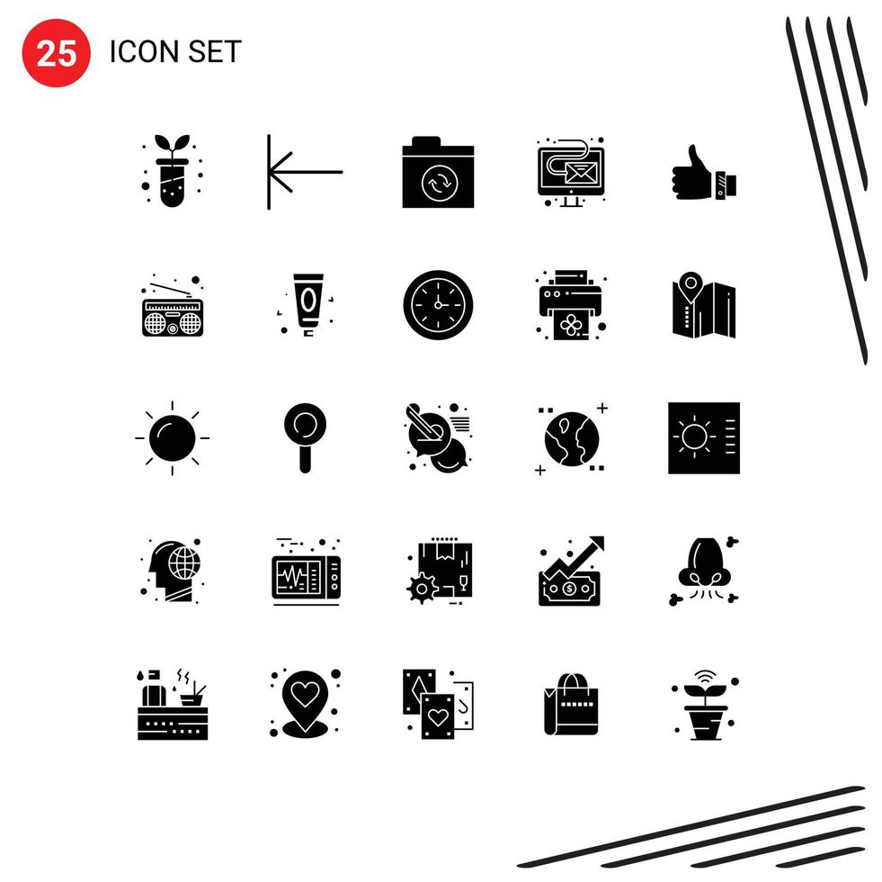 Set of 25 Modern UI Icons Symbols Signs for solution finger sync business newsletter Editable Vector Design Elements