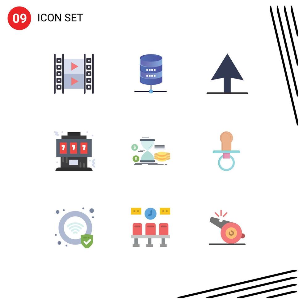 9 Universal Flat Color Signs Symbols of time management cursor hourglass joystick Editable Vector Design Elements