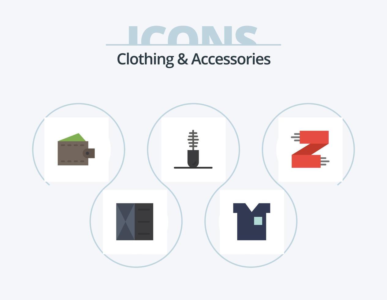 Clothing and Accessories Flat Icon Pack 5 Icon Design. scarf. clothes shop. t shirt. clothes. mascara vector