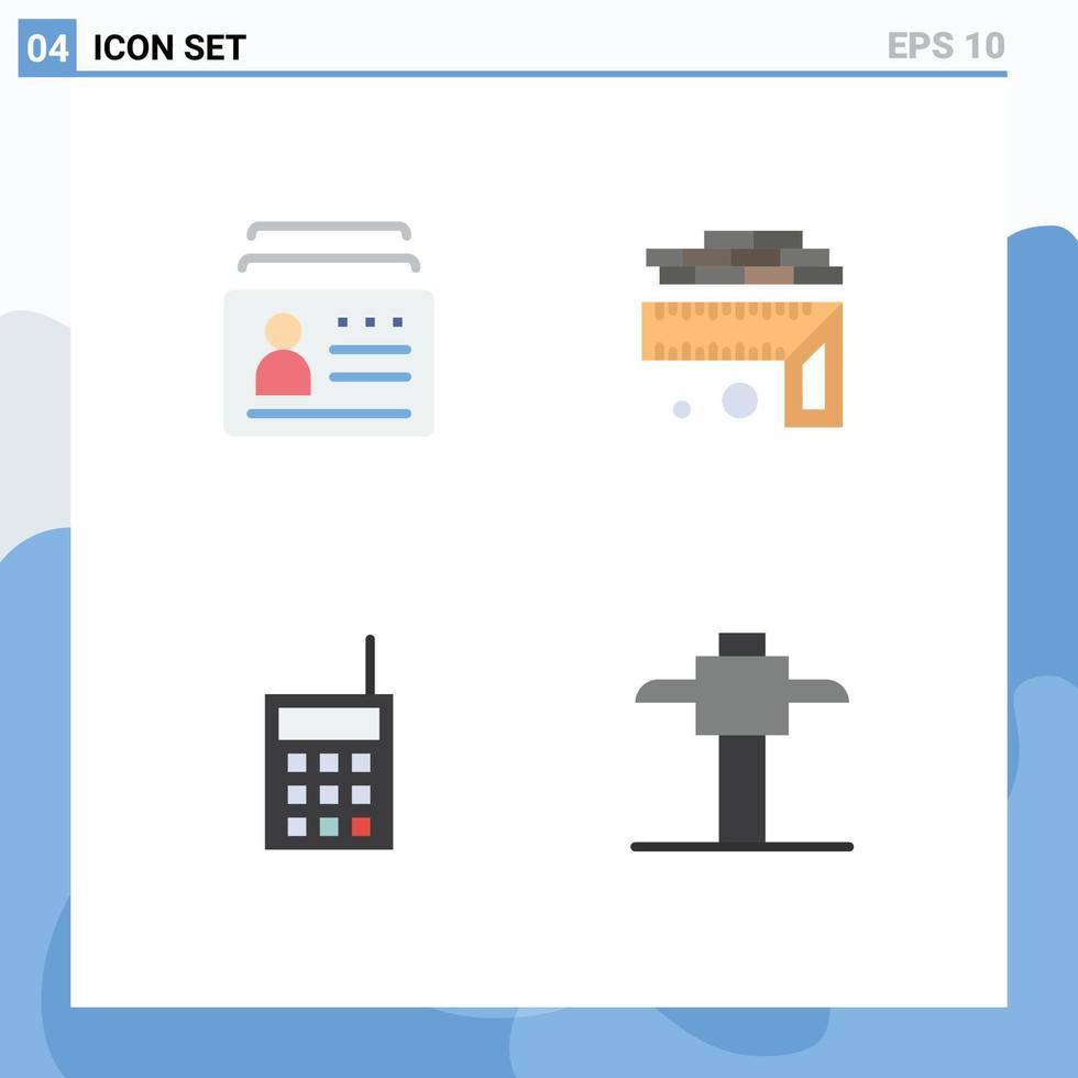 Group of 4 Flat Icons Signs and Symbols for badge devices id height radio Editable Vector Design Elements