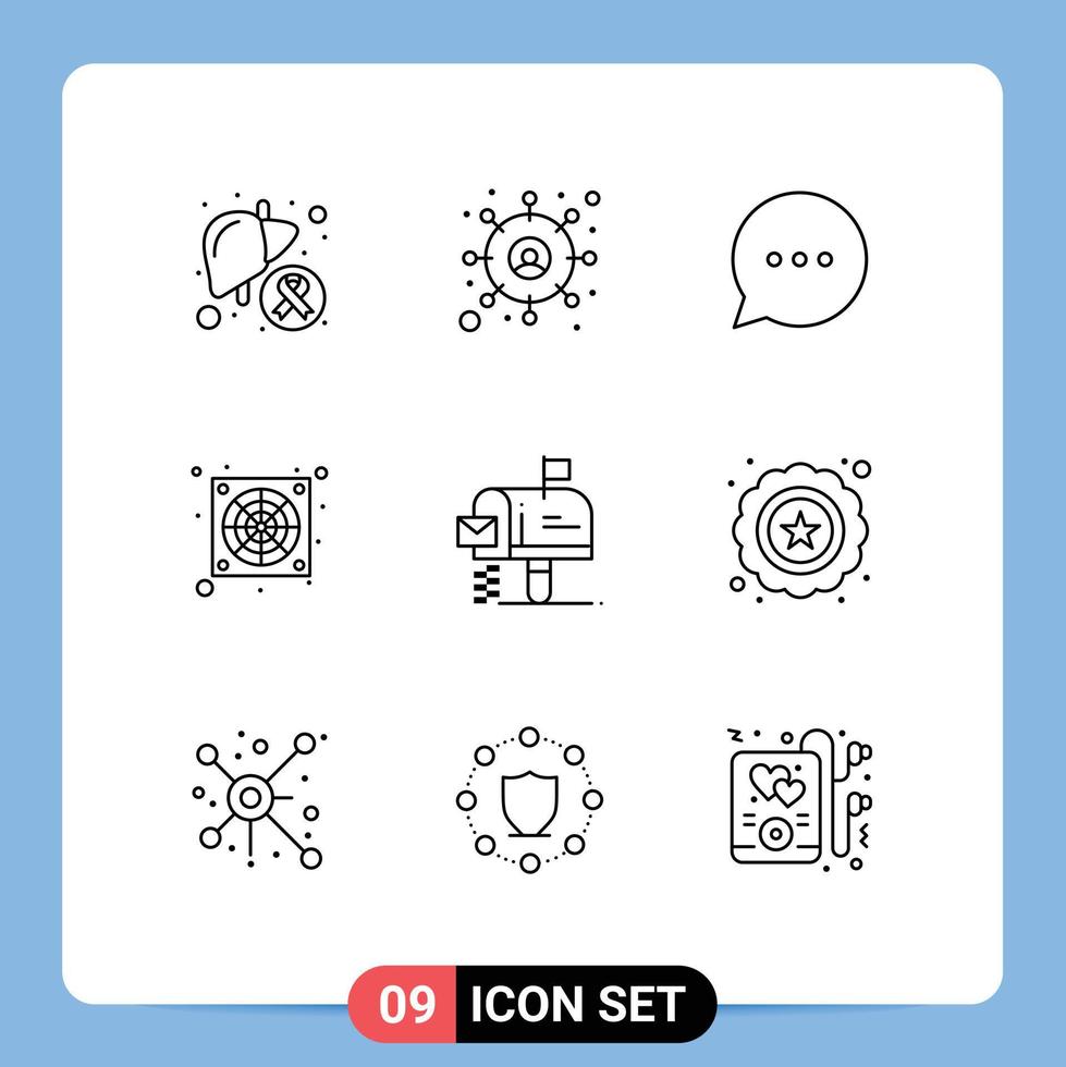 9 Outline concept for Websites Mobile and Apps message mail bubble box cooler Editable Vector Design Elements