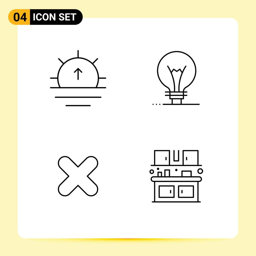 Stock Vector Icon Pack of 4 Line Signs and Symbols for nature cancel weather invention cross Editable Vector Design Elements