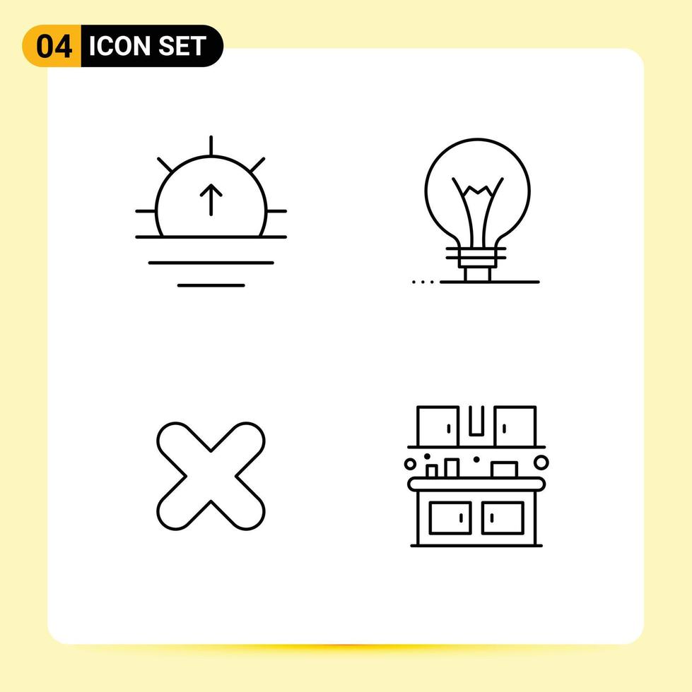 valores vector icono paquete de 4 4 línea señales y símbolos para naturaleza cancelar clima invención cruzar editable vector diseño elementos