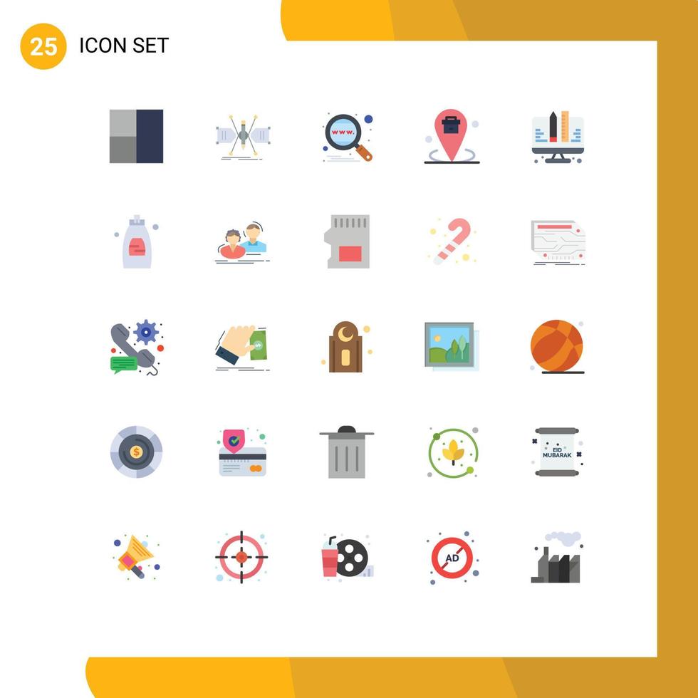 Set of 25 Commercial Flat Colors pack for coding place engine location business Editable Vector Design Elements