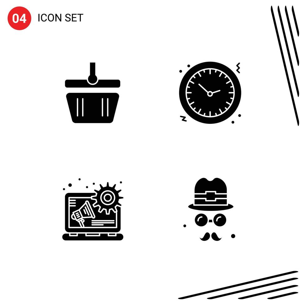 Set of 4 Modern UI Icons Symbols Signs for basket advertising spring holiday content Editable Vector Design Elements
