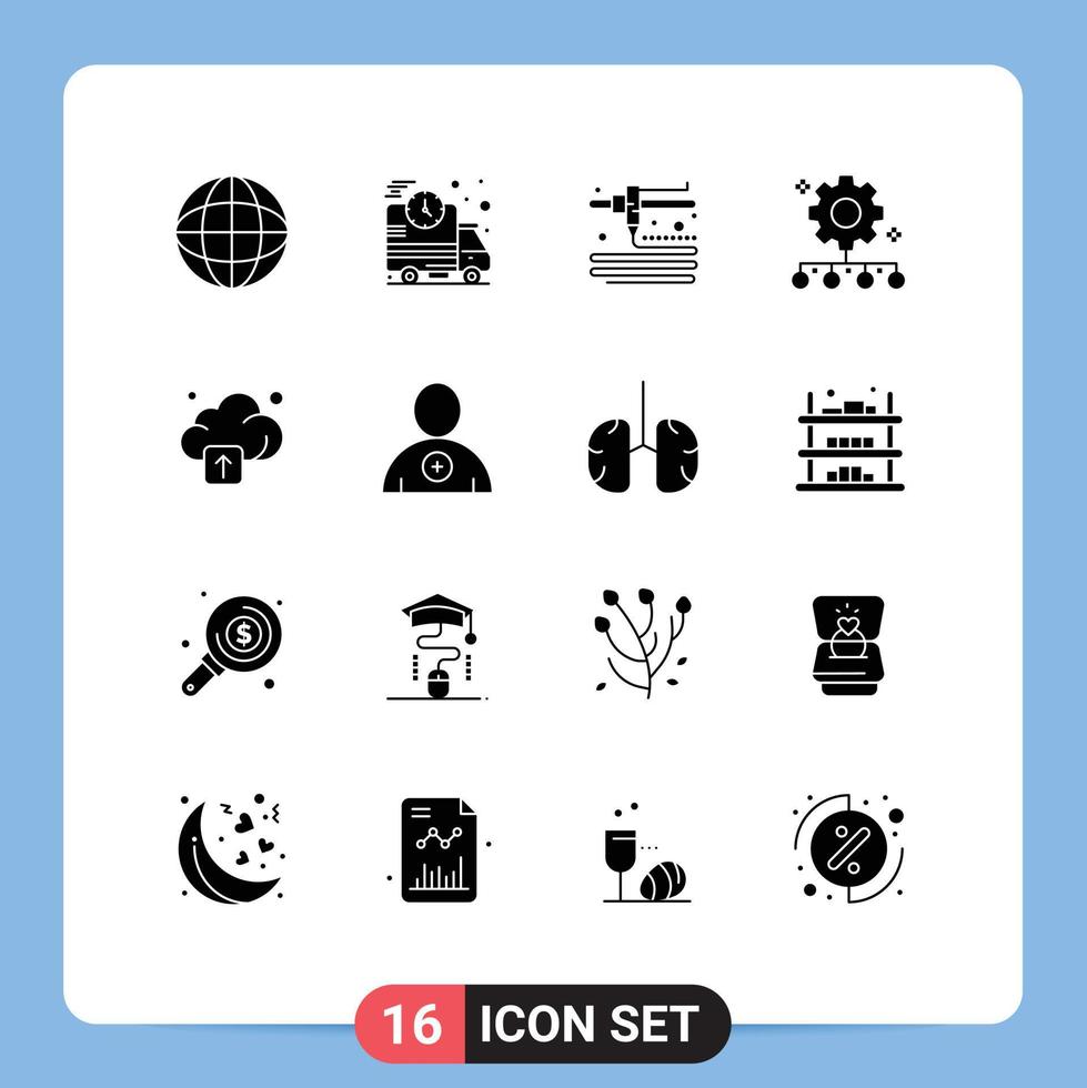16 Creative Icons Modern Signs and Symbols of follow upload printing cloud work management Editable Vector Design Elements