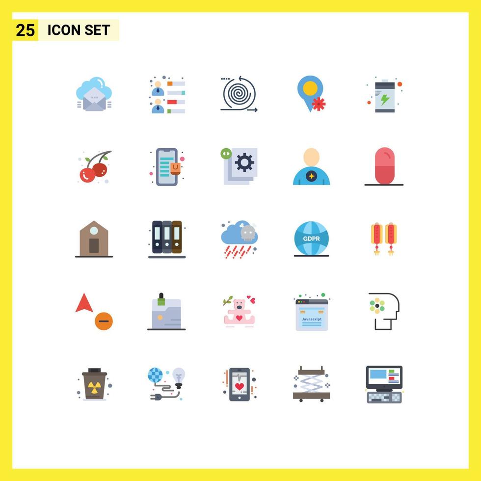 Stock Vector Icon Pack of 25 Line Signs and Symbols for battery map team skills location management Editable Vector Design Elements