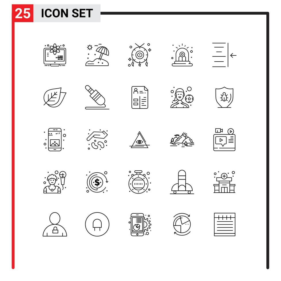 25 Line concept for Websites Mobile and Apps text indent cultures siren alert Editable Vector Design Elements