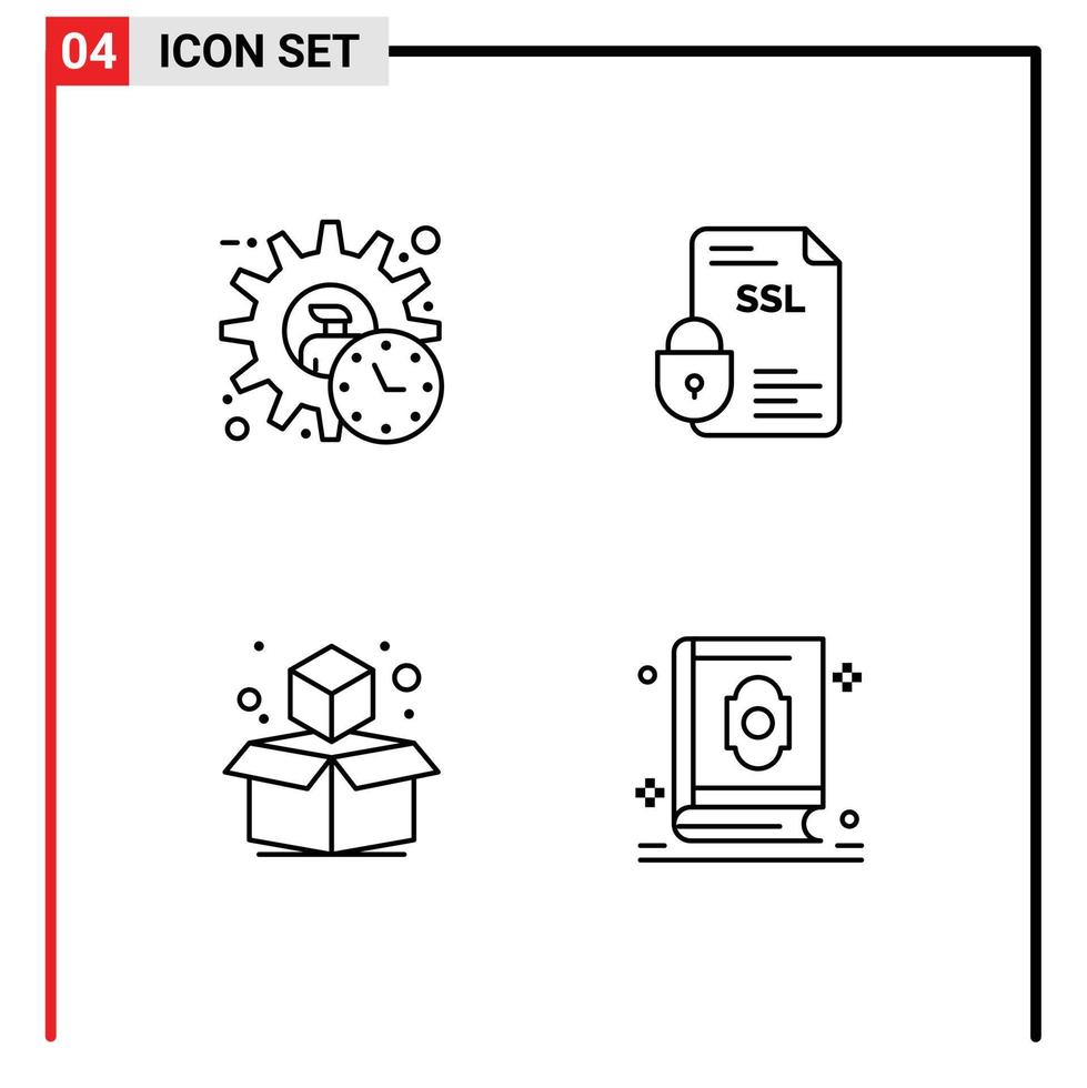 4 Line concept for Websites Mobile and Apps administrator ssl product certificate geometric Editable Vector Design Elements