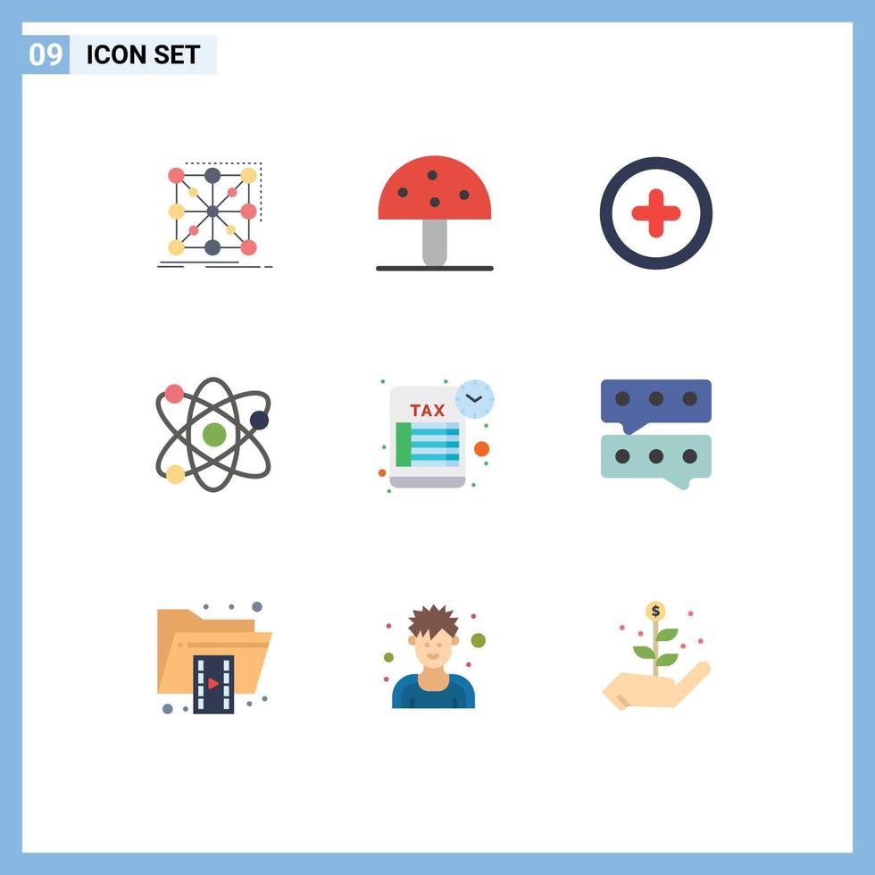 Set of 9 Modern UI Icons Symbols Signs for reminder bio nature lab user Editable Vector Design Elements