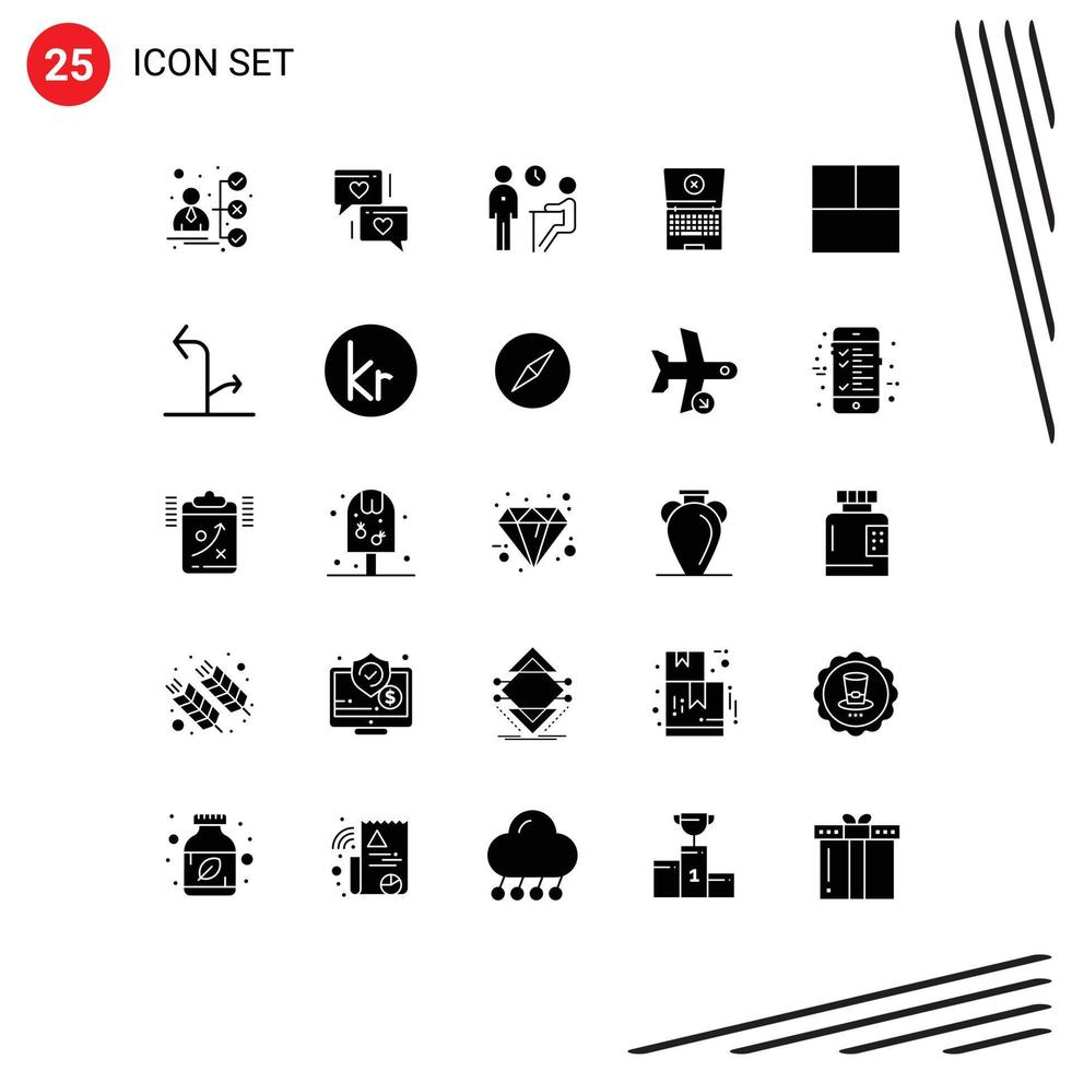 Set of 25 Commercial Solid Glyphs pack for layout tecnology interview computing questionnaire Editable Vector Design Elements