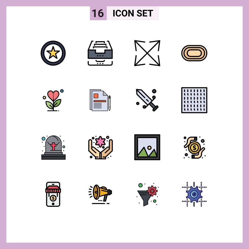 Universal Icon Symbols Group of 16 Modern Flat Color Filled Lines of growth gratitude arrow sport olympic Editable Creative Vector Design Elements