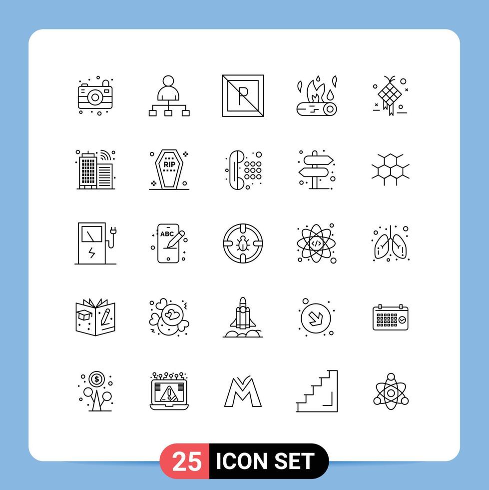 Set of 25 Modern UI Icons Symbols Signs for eid thanksgiving park fire camp fire Editable Vector Design Elements