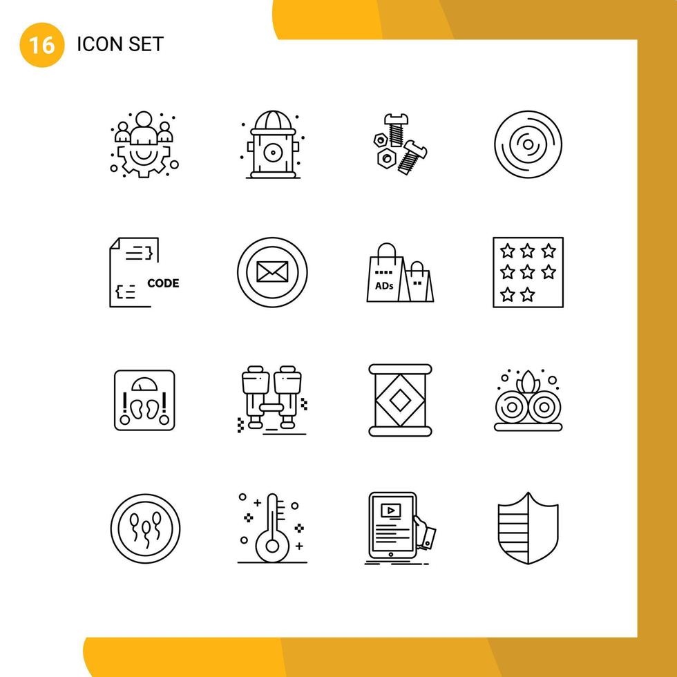 Set of 16 Vector Outlines on Grid for development coding screw code vinyl Editable Vector Design Elements
