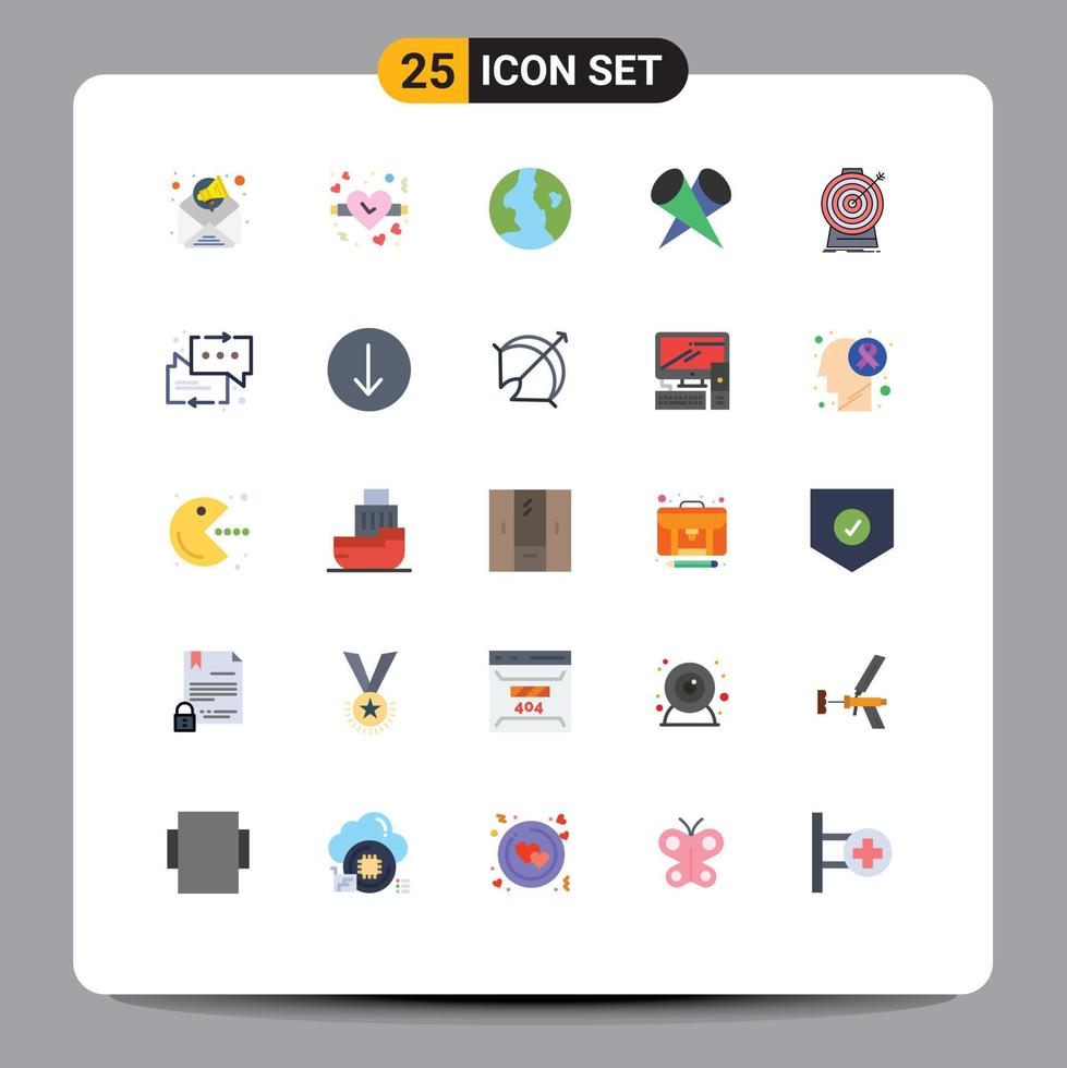 Set of 25 Vector Flat Colors on Grid for targeting goal nature focus top Editable Vector Design Elements