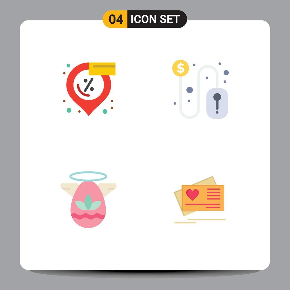 4 Thematic Vector Flat Icons and Editable Symbols of discount celebration shopping dollar sign protractor Editable Vector Design Elements
