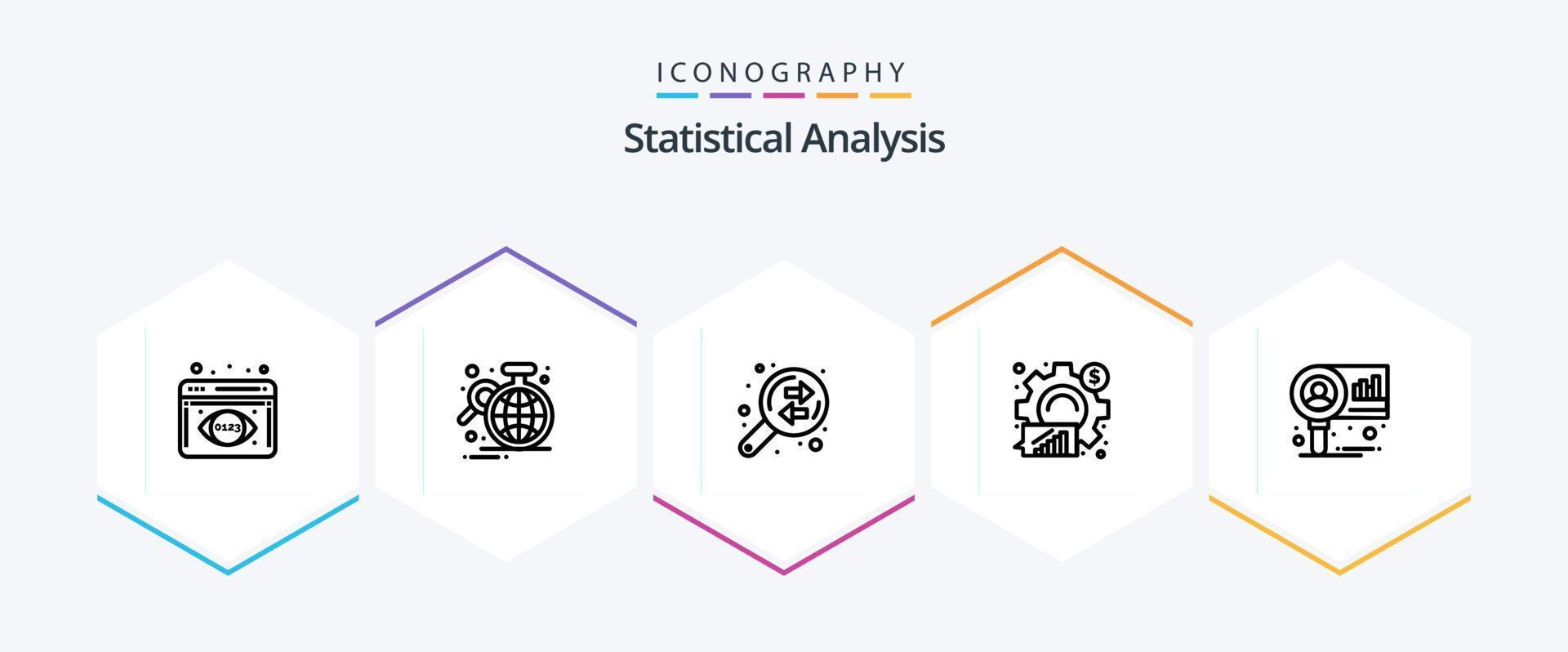 Statistical Analysis 25 Line icon pack including chart. graph. business. business. analysis vector