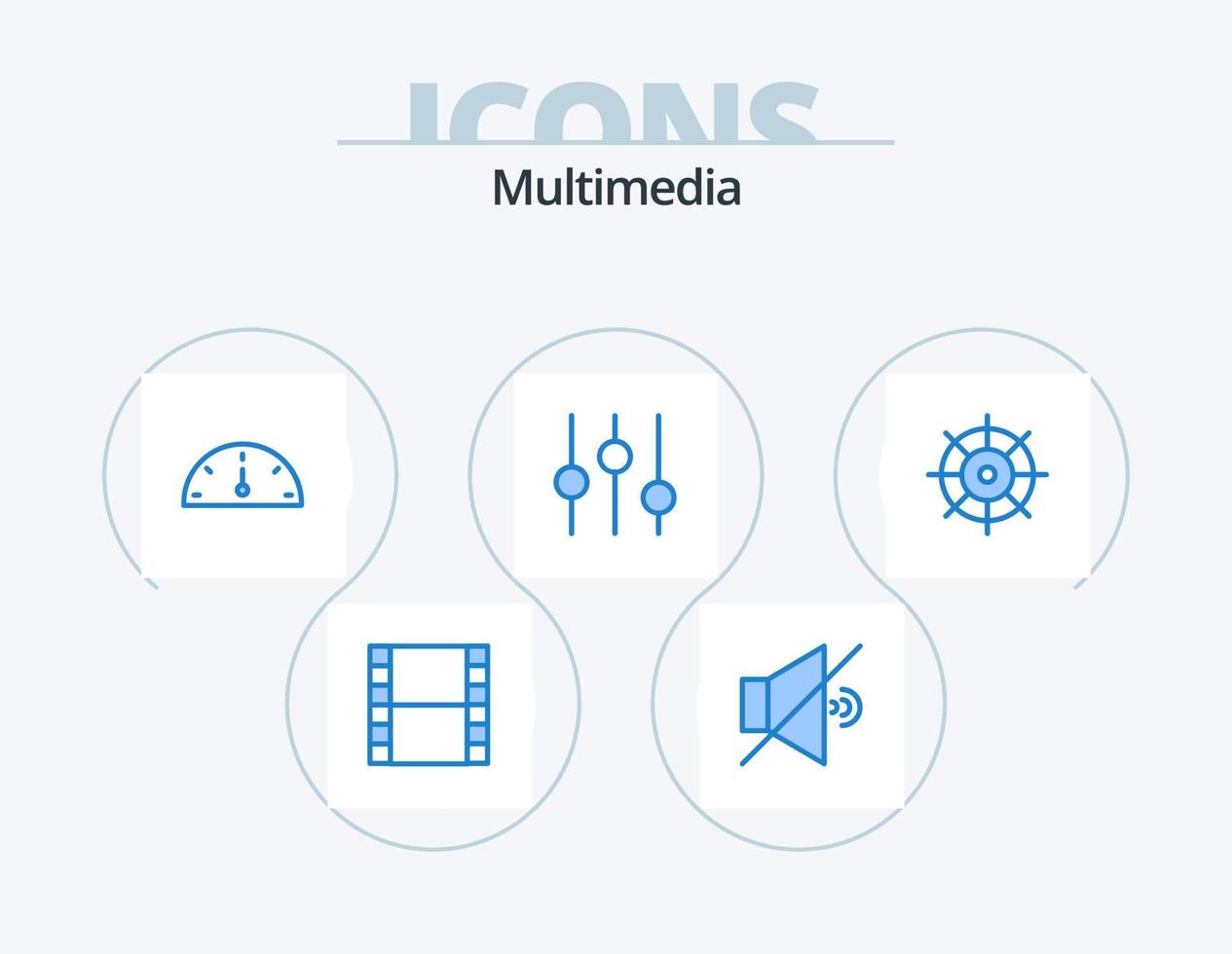 multimedia azul icono paquete 5 5 icono diseño. . . actuación. preferencias controlar vector