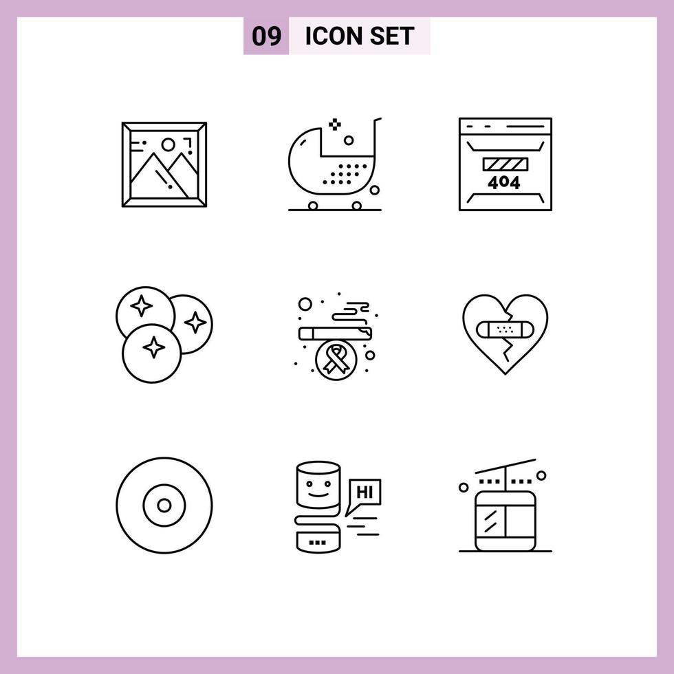 Group of 9 Modern Outlines Set for line fruit develop food site Editable Vector Design Elements