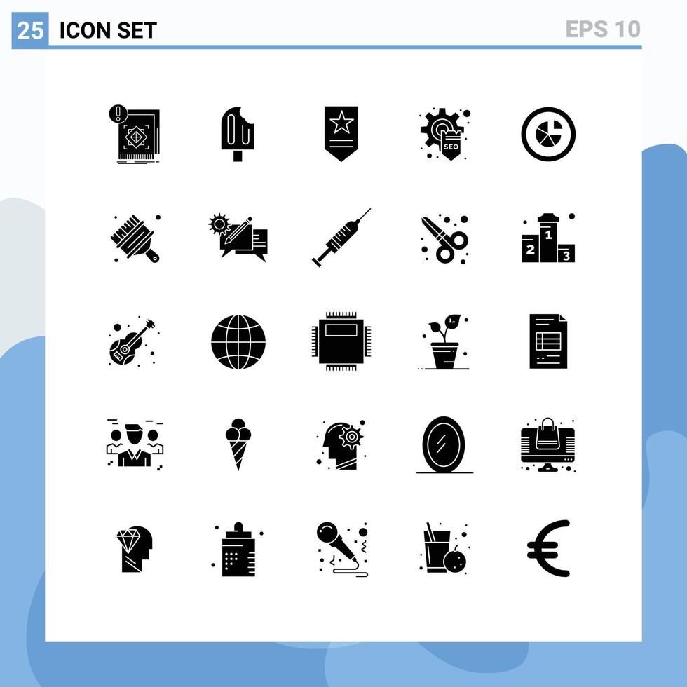 Set of 25 Modern UI Icons Symbols Signs for analytics seo ice optimization rank Editable Vector Design Elements
