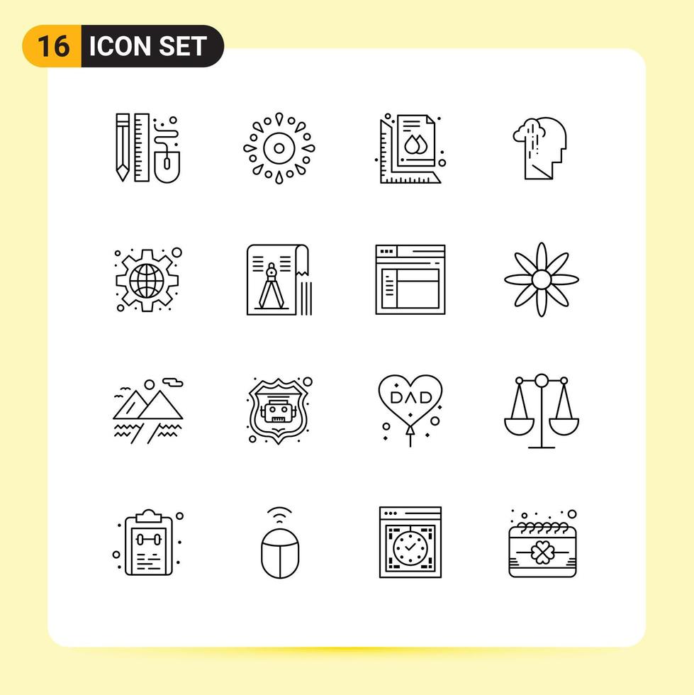 Stock Vector Icon Pack of 16 Line Signs and Symbols for human depression holiday document size Editable Vector Design Elements