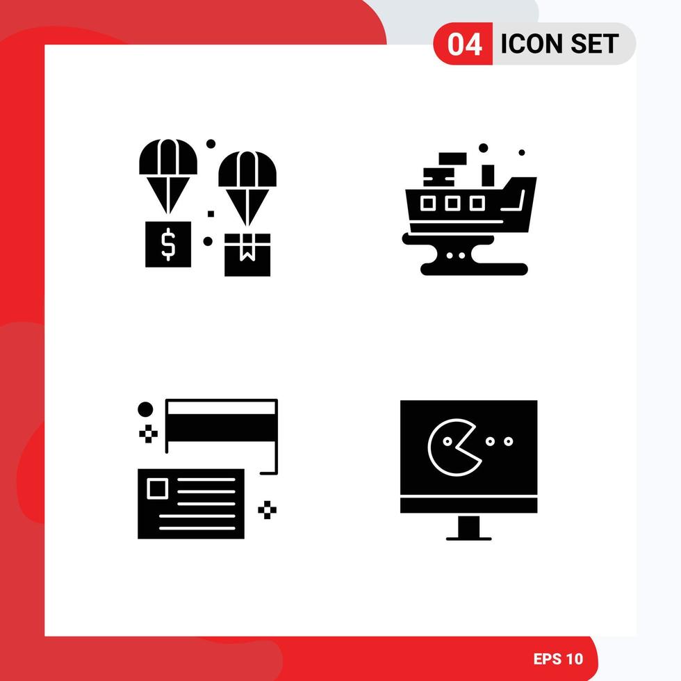 4 Universal Solid Glyphs Set for Web and Mobile Applications air borrow logistic oil cash Editable Vector Design Elements