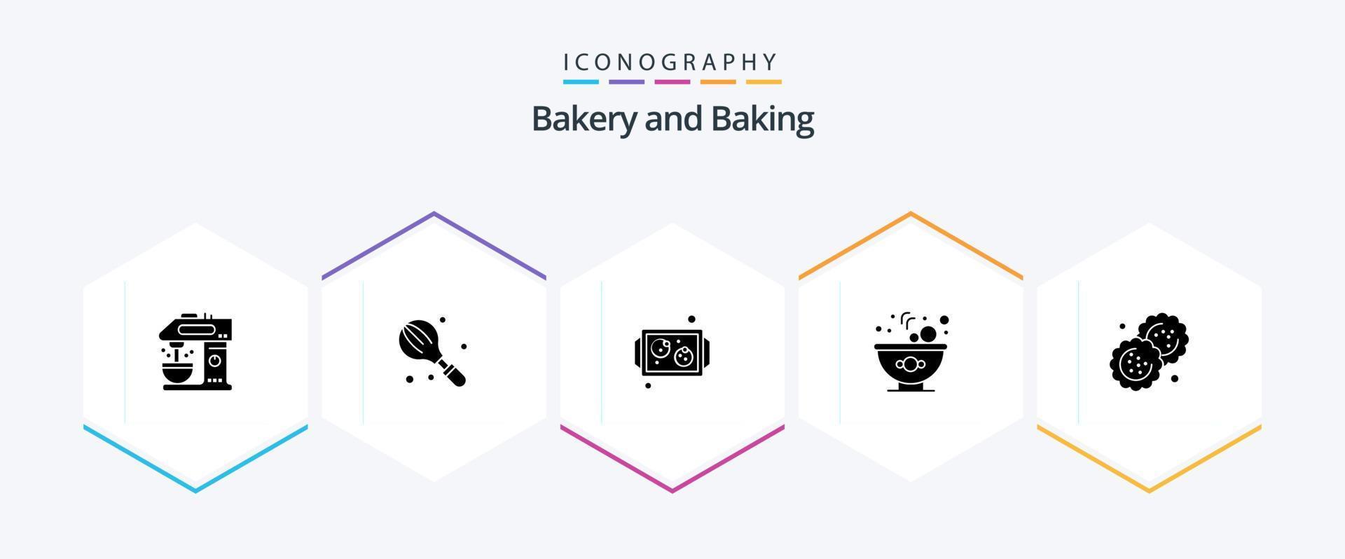 Baking 25 Glyph icon pack including biscuit. salad. mixer. food. tray vector