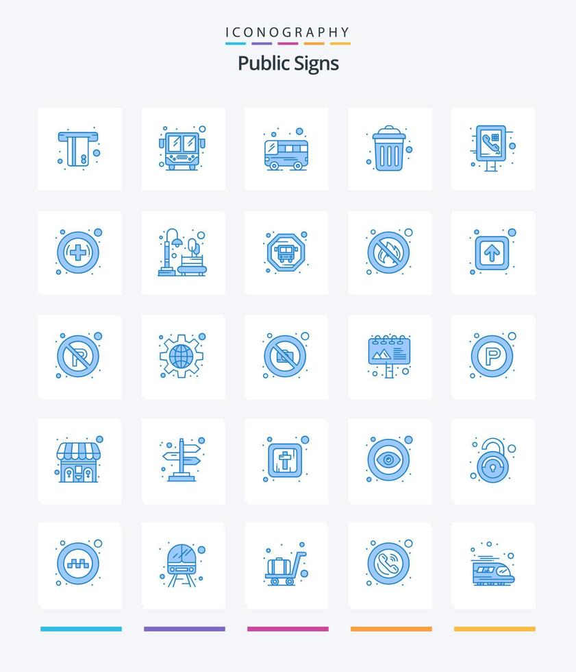 Creative Public Signs 25 Blue icon pack  Such As phone. info graphic. bus. recycle. garbage vector