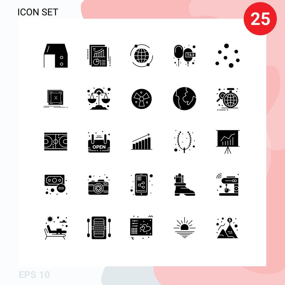 Modern Set of 25 Solid Glyphs Pictograph of air payable report floating charge Editable Vector Design Elements