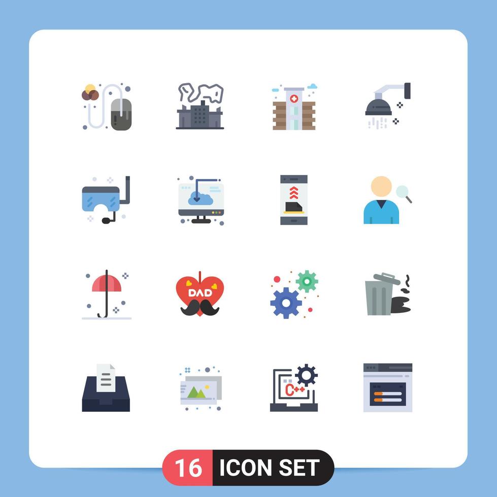 Set of 16 Modern UI Icons Symbols Signs for mask shower city relaxation beauty Editable Pack of Creative Vector Design Elements