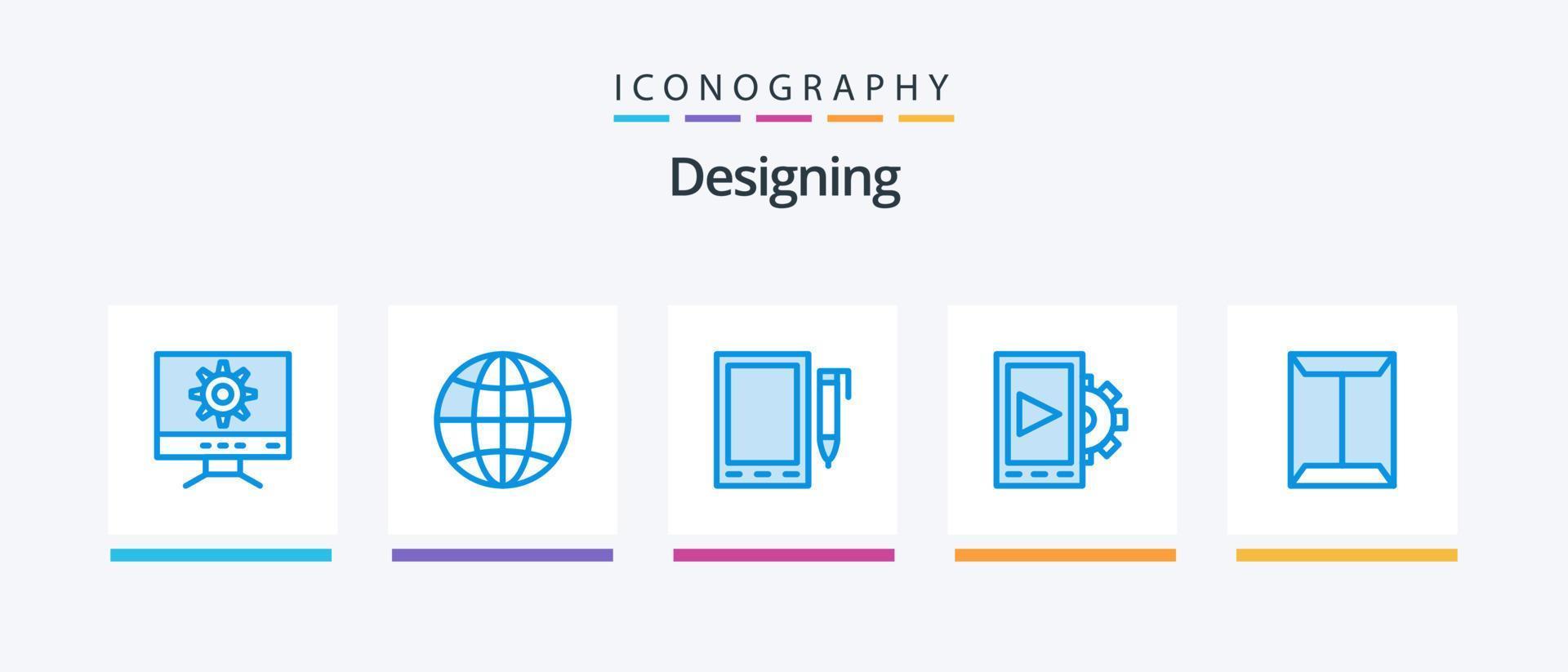 Designing Blue 5 Icon Pack Including closet. rack. cell. window. design. Creative Icons Design vector