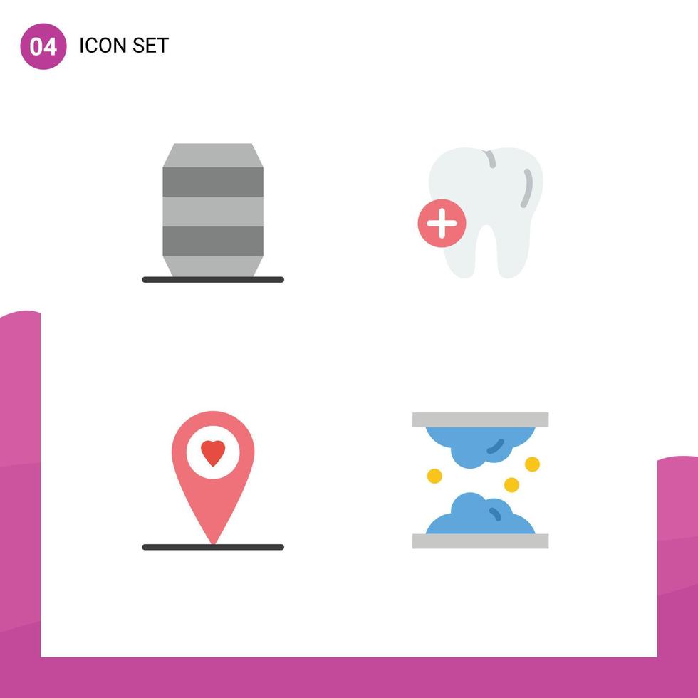 Set of 4 Modern UI Icons Symbols Signs for beverages cholesterol food tooth lipid Editable Vector Design Elements