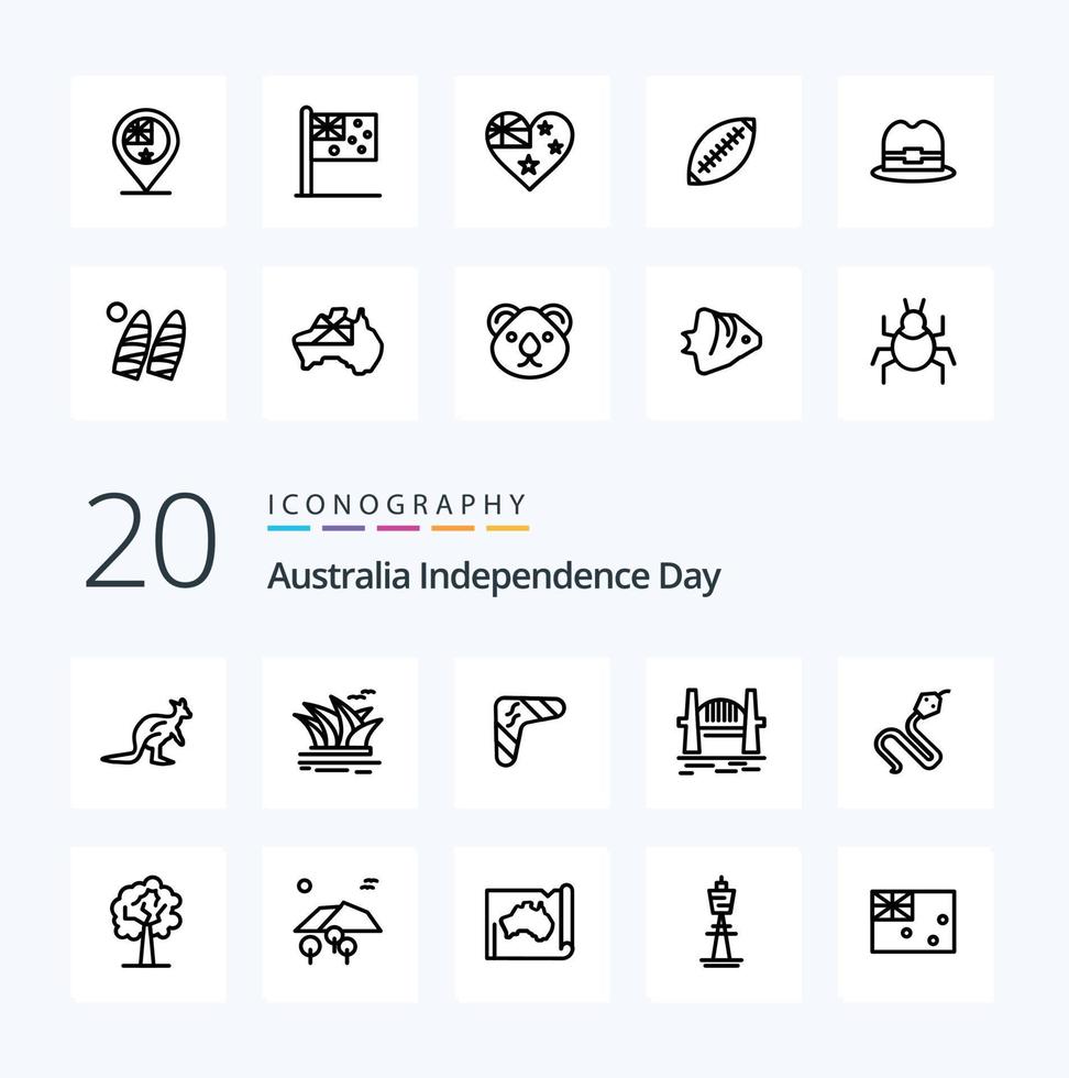 20 Australia Independence Day Line icon Pack like australia travel harbour indigenous australian vector