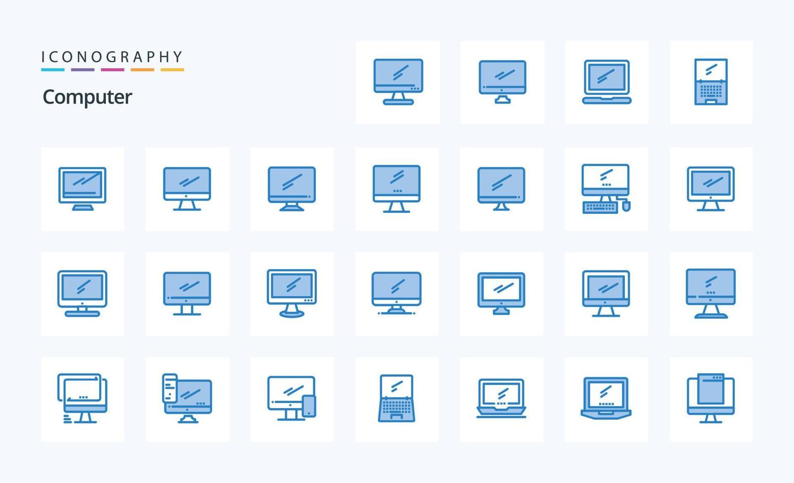 25 Computer Blue icon pack vector