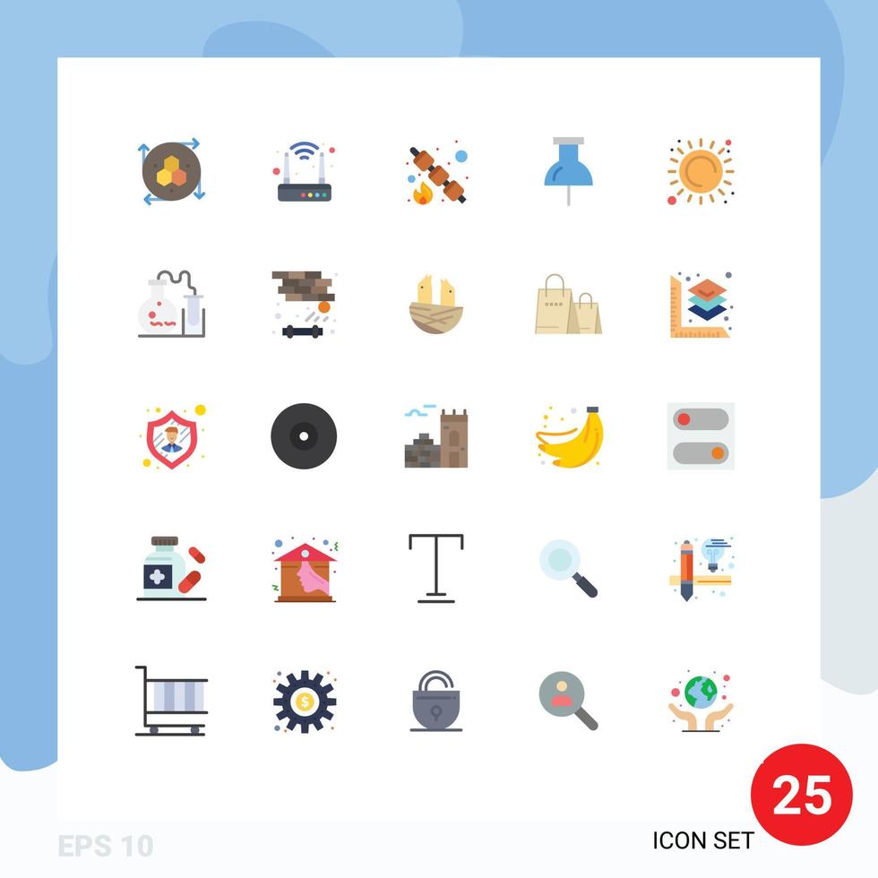 paquete de 25 creativo plano colores de calor Dom picnic verano navegación editable vector diseño elementos
