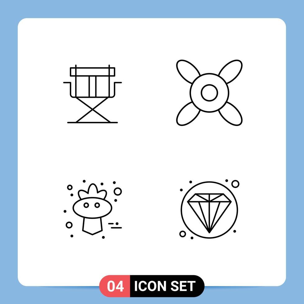 Universal Icon Symbols Group of 4 Modern Filledline Flat Colors of chair thanksgiving foldable autumn web Editable Vector Design Elements